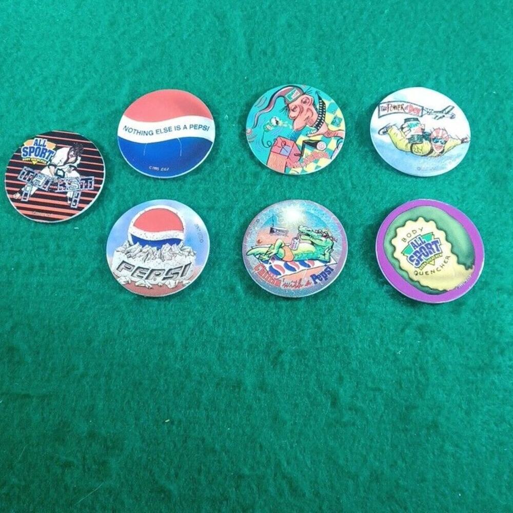 Pepsi-Cola Pog First Day Issue Collectors Caps lot of 7